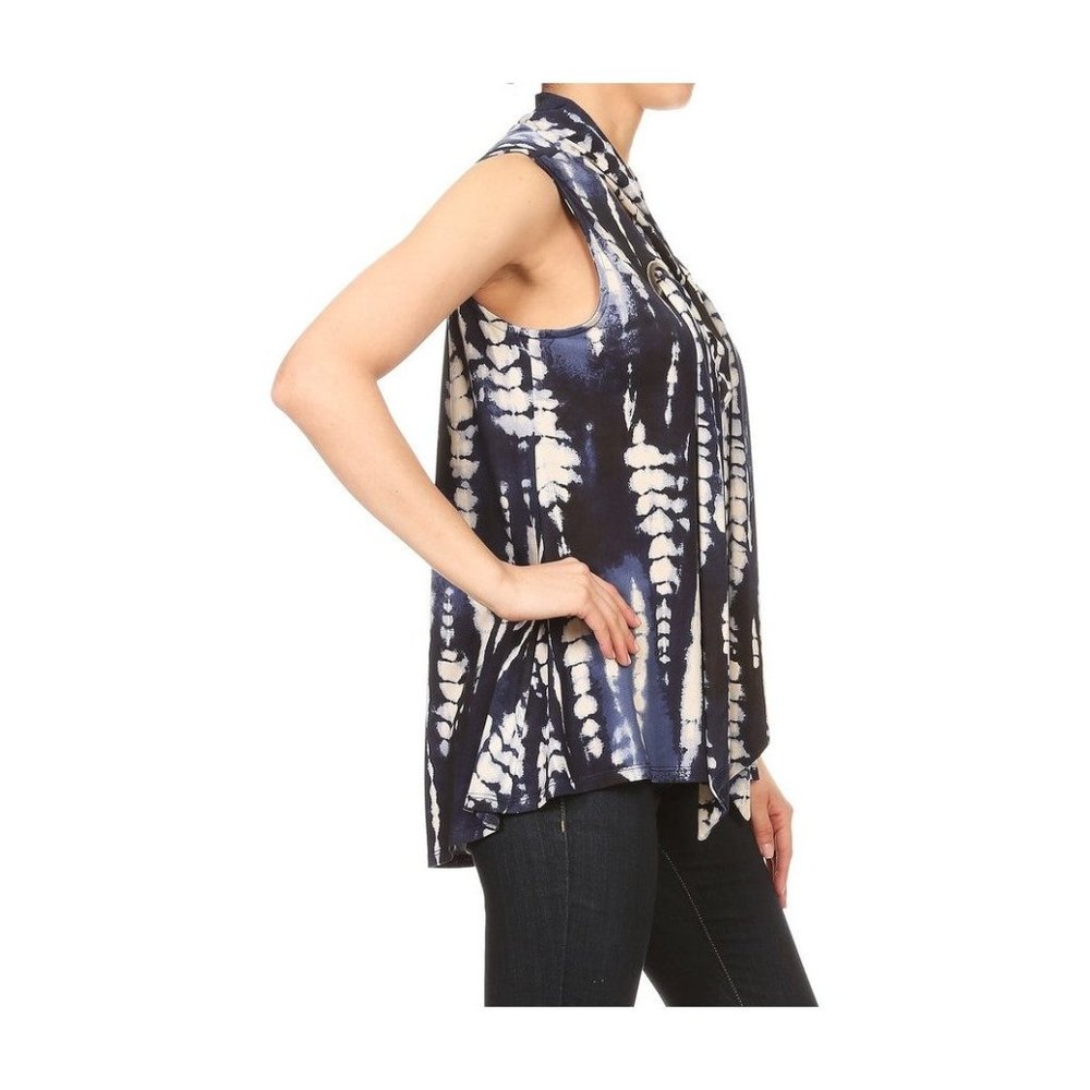 Ariella Grommet Detail Tie Dye Scarf Top,  Blue - Picture 3 of 4